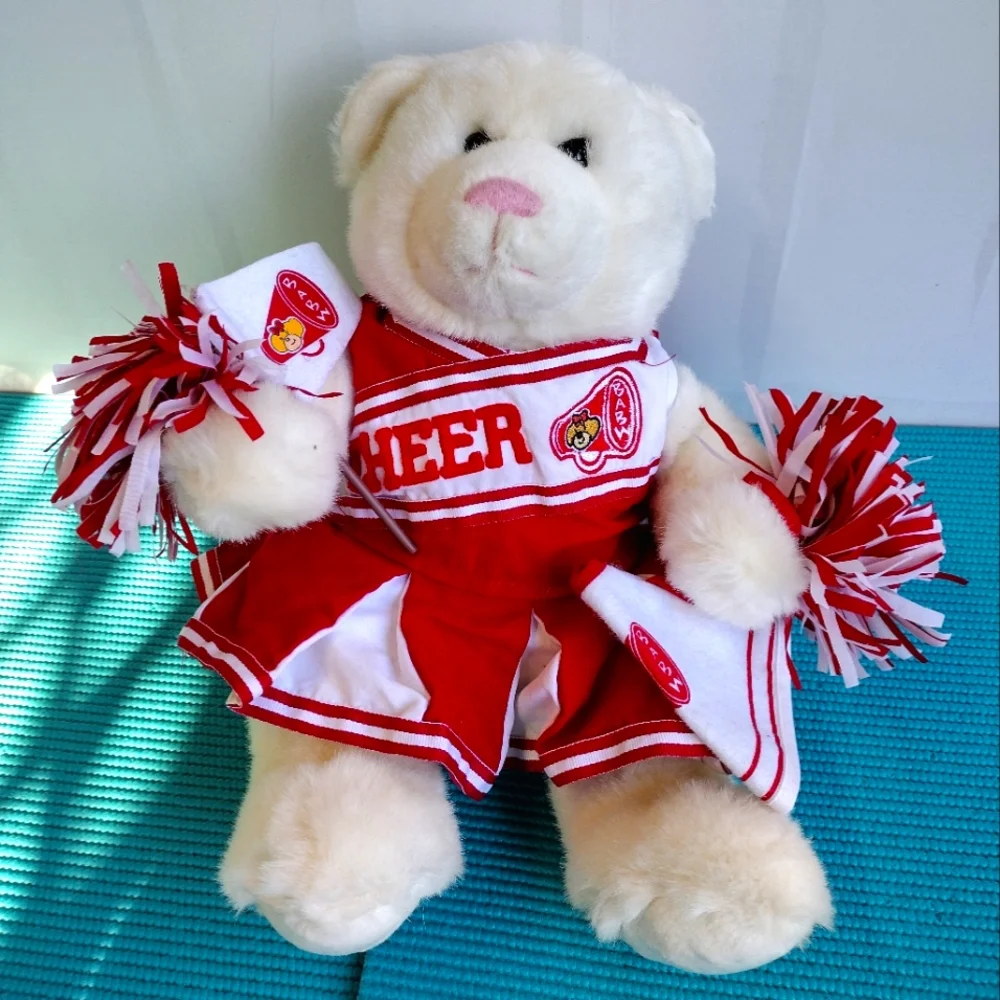 Build-A-Bear workshop Stuffed Polar Bear Wearing Red Cheerleader Outfit